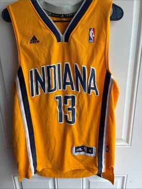adidas Yellow Navy Indiana #13 Basketball Jersey. George
